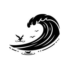 World Wetlands Water Waves Abstract flowing blue river with tiny birds illustration