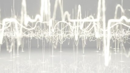Brainwave lines hover, neural activity visualized with white background video