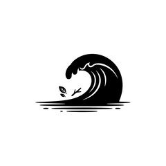 World Wetlands Water Waves Single breaking wave crest illustration on black