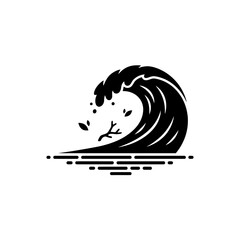 World Wetlands Water Waves Single stylized dark blue wave crest with minimal debris