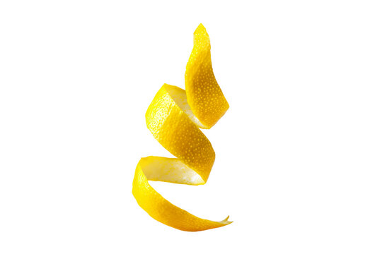 Citrus Peel Ribbon Twisting Gracefully in Mid-Air