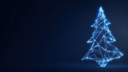 An elegant, modern Christmas tree composed of glowing blue lines, creating a mesmerizing display against a dark backdrop. ..Created with Generative AI, not depicting real subjects.