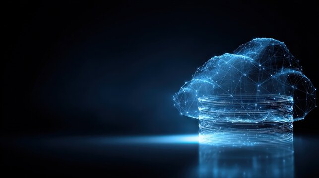 A digital representation of cloud computing technology, a visual depiction of the modern data storage, a virtual depiction of data management ..Created with Generative AI, not depicting real subjects.