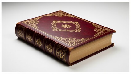 Antique leather book with gold embossed floral design