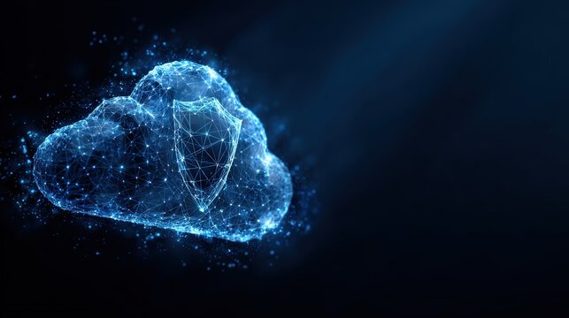 A cloud of digital security, a shield for data in the virtual world. ..Created with Generative AI, not depicting real subjects. - Powered by Adobe