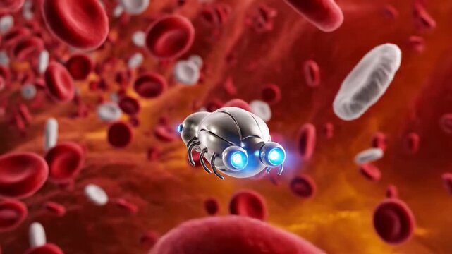 Nanobot in Bloodstream Medical Concept