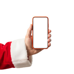 santa hand holding smart phone