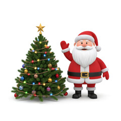 santa claus with christmas tree