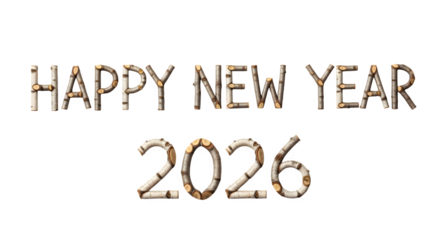 Happy new year 2026 text isolated on transparent background
