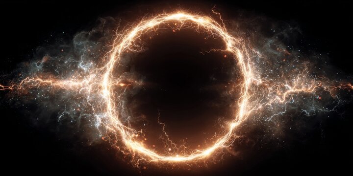 Gold lightning magic circle PNG