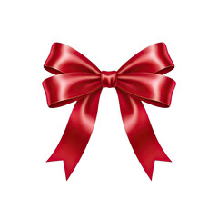 Fototapeta premium Shiny Red Ribbon Bow Isolated on Black Background Festive Decoration for Holidays and Gifts