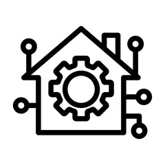 Obraz premium Smart Home Systems Line Icon of Cyber-Physical Systems Icon Set