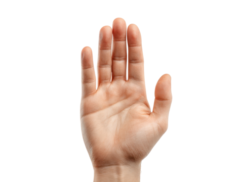Human palm open fingers spread against black background hand, Isolated, Png Transparent Background