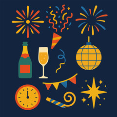 New Year's Eve Celebration Party Elements Collection