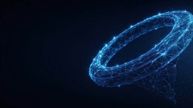 A captivating digital representation of a glowing ring, a symbol of innovation, network, and connection, against a dark background. ..Created with Generative AI, not depicting real subjects.