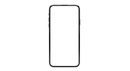 Modern smartphone with a blank screen isolated on transparent background
