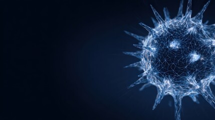 A scientific and intricate illustration of a virus with a dark background. Explore the complexity of health and diseases.  ..Created with Generative AI, not depicting real subjects.