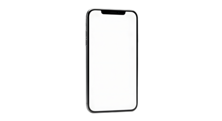 Modern smartphone with blank screen isolated on transparent background