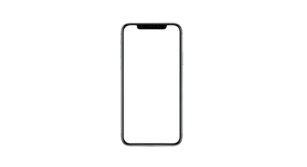 Modern smartphone with a blank screen isolated on transparent background