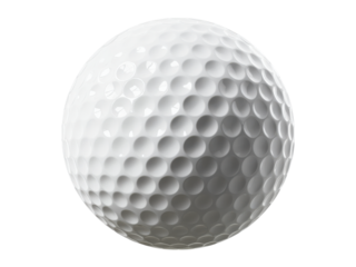 White dimpled sphere golf ball, Isolated, Png Transparent Background
