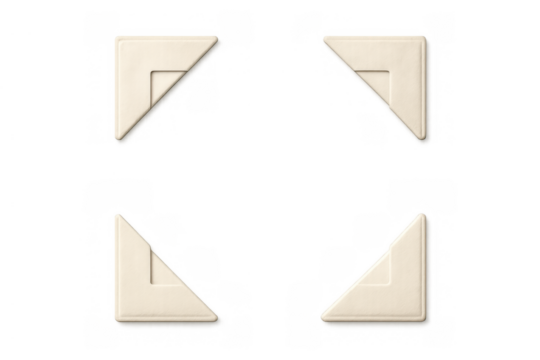 Photo corners creating a square frame, vintage scrapbook decorative elements for holding pictures, transparent background