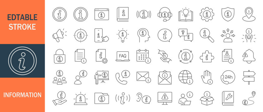 Information icon set. Editable line icons. Vector illustration.