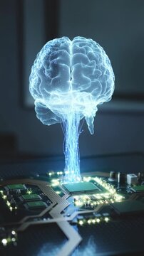 Digital brain projection above electronic circuitry scene