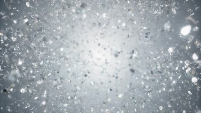 abstract explosion of shimmering silver glitter particles spreading in slow motion