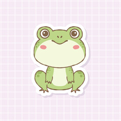 Cute Frog Cartoon Sticker Vector Illustration