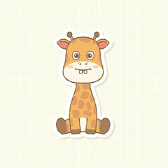 Cute Giraffe Cartoon Sticker Vector Illustration