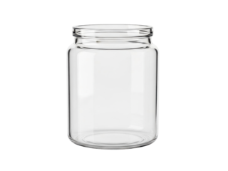 Glass jar empty clear smooth shape isolated pure white background