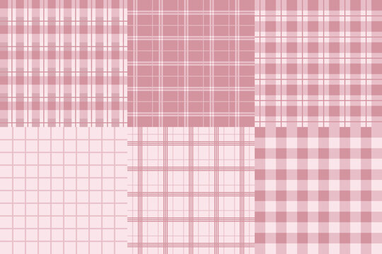 Pink Plaid Seamless Pattern Vector Collection