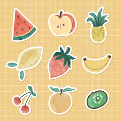 Cute Fruits Sticker Collection Hand Drawn Style