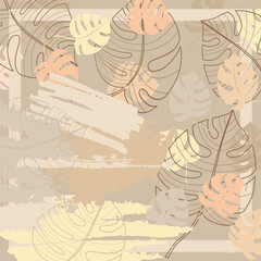 Neutral Monstera Leaf Abstract Pattern Background