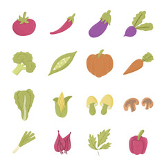 Vegetables Icon Set – Hand Drawn Healthy Food Vector