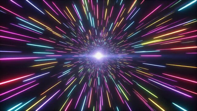 Hyperspace Jump Warp Speed Background Loop Multicolored Light Trails