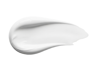 Cream smear glossy smooth curved texture isolated pure white background