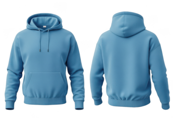Light blue hoodie front and back view isolated on white background isolated on transparent background