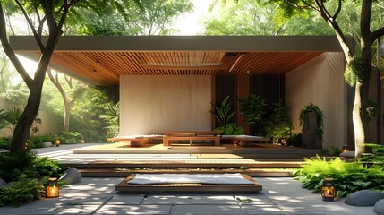 Modern Living Room Minimalist Light-Oak White-Plaster French Winter Style Snowy Forest View Soft Daylight Oversized Cream Sofa Elegant Design Luxurious Calm Ambiance (AI-Generated)