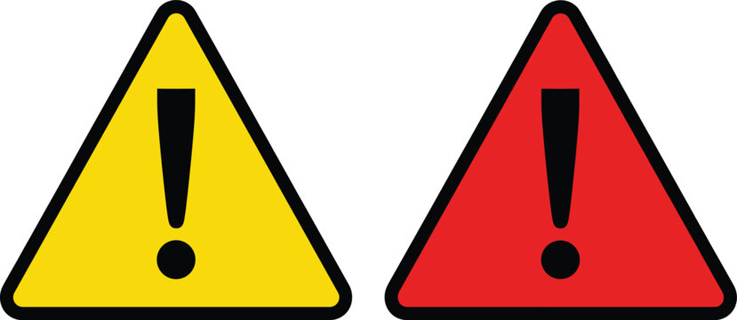 Warning sign vector set with exclamation mark symbol