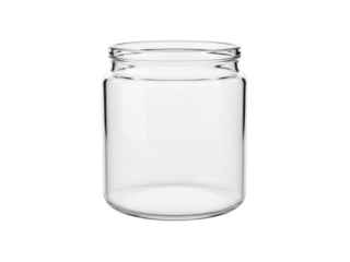 Glass jar empty clear smooth shape isolated pure white background