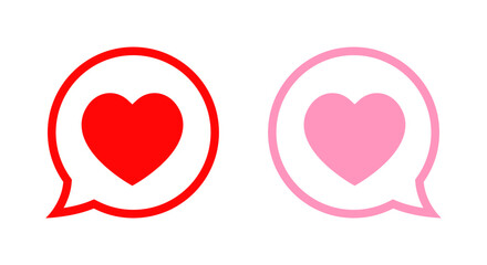 Speech bubble outline with heart icon. Romantic message and love communication symbol