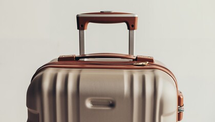 Travel Suitcase with Retractable Handle in Metallic Gold and Brown Colors for Vacation and Business Trips