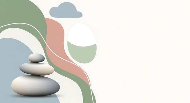 Minimalist Zen Stones with Soft Pastel Abstract Background for Relaxation and Wellness