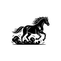 Zodiac Animal Horse silhouette mid gallop over stylized ground