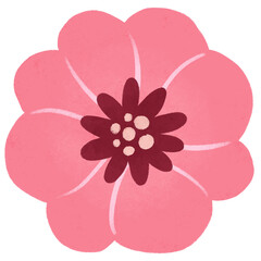 Isolated pink flower illustration with transparent background. Cute floral doodle for flower arrangement, journaling, planner, greeting card, invitation, and decorative projects