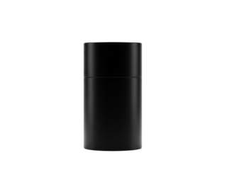 Matte black packaging design with minimal reflection white background