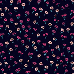 Fototapeta premium Ditsy tiny flower vector pattern with cute soft design featuring delicate scattered floral elements in a seamless repeat print for charming textiles