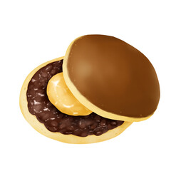 つややかな栗が入ったどら焼きのイラスト