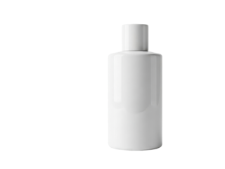 Minimal matte cosmetic bottle with subtle reflection on white background
